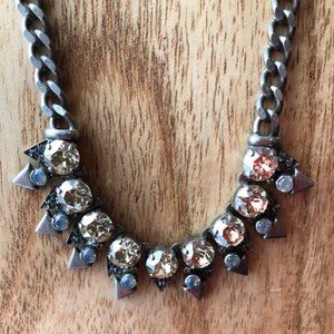 Necklace silver and cream crystal